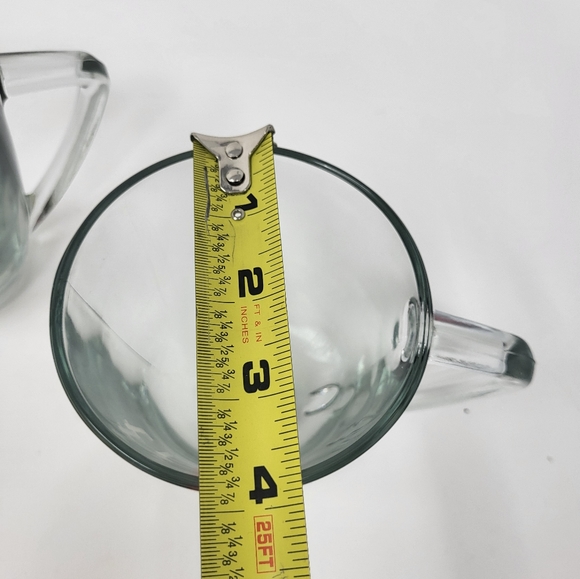 2 Glass Coffee Cups Mugs 16 oz. triangle handle glass Christmas Tree See Thru - Picture 8 of 11